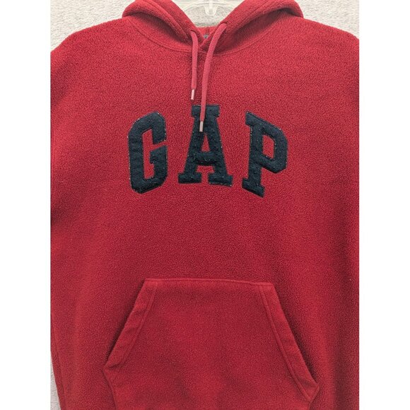 Gap Sweatshirt Hoodie Mens Small Red Sherpa Fleece Pullover Logo 1969 Kangaroo - Picture 4 of 9